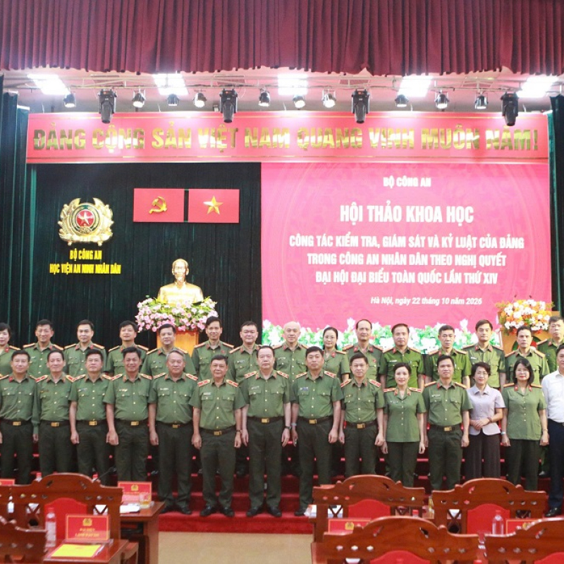 Hội thảo khoa học “Công tác kiểm tra, giám sát và kỷ luật của Đảng trong Công an nhân dân theo Nghị quyết Đại hội đại biểu toàn quốc lần thứ XIV”
