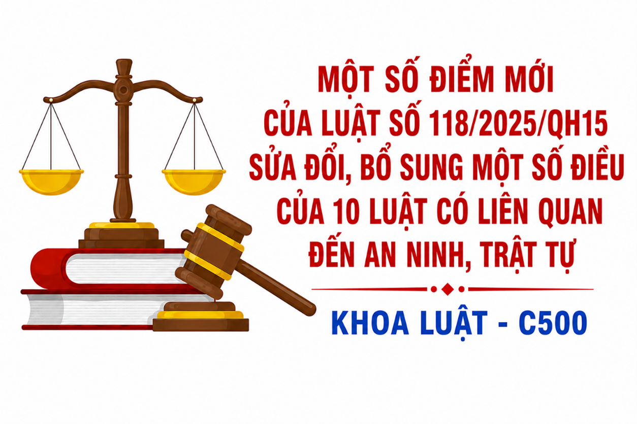 Một số điểm mới của Luật số 118/2025/QH15 sửa đổi, bổ sung một số điều của 10 luật có liên quan đến an ninh, trật tự