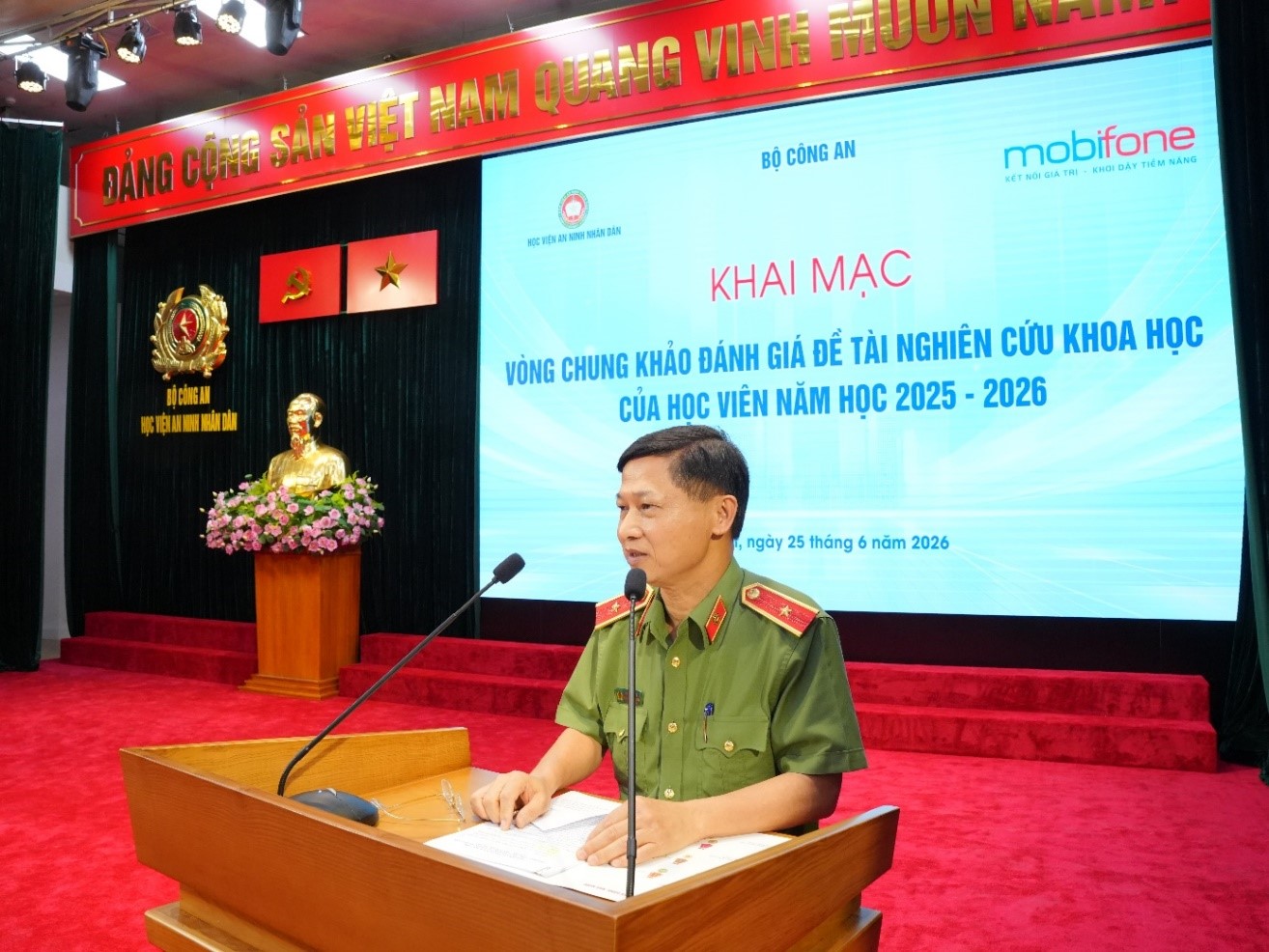 Học viện An ninh nhân dân tổ chức Lễ khai mạc vòng chung khảo đánh giá đề tài nghiên cứu khoa học của học viên năm học 2025 – 2026